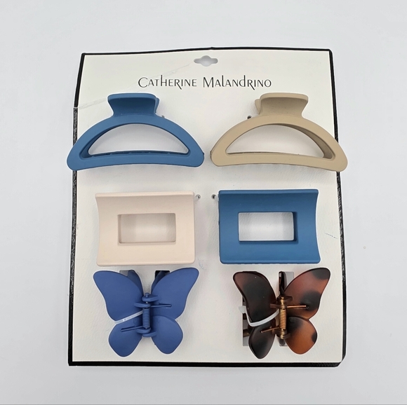 Catherine Malandrino Women's Hair Clip Set - Blue, Tan, Brown NEW - Picture 4 of 4
